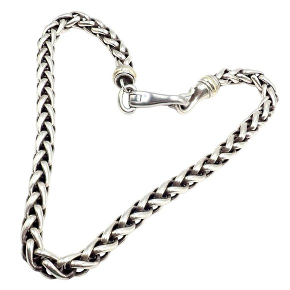 David Yurman Jewelry - David Yurman DY Sterling Silver 14k Yellow Gold Wheat 8.5mm Chain Necklace 16"